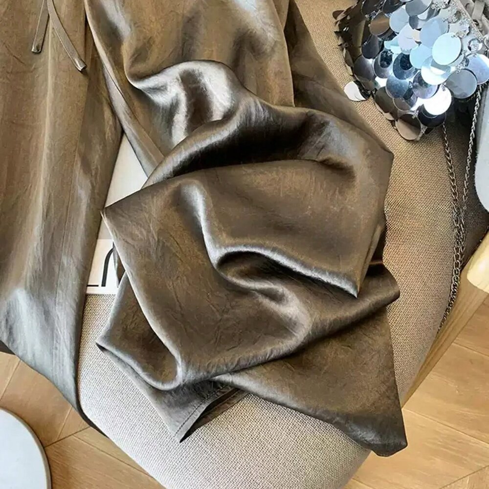 Coffee Brown Casual Women's Loose Wide Leg Pants - Picture 4 of 5